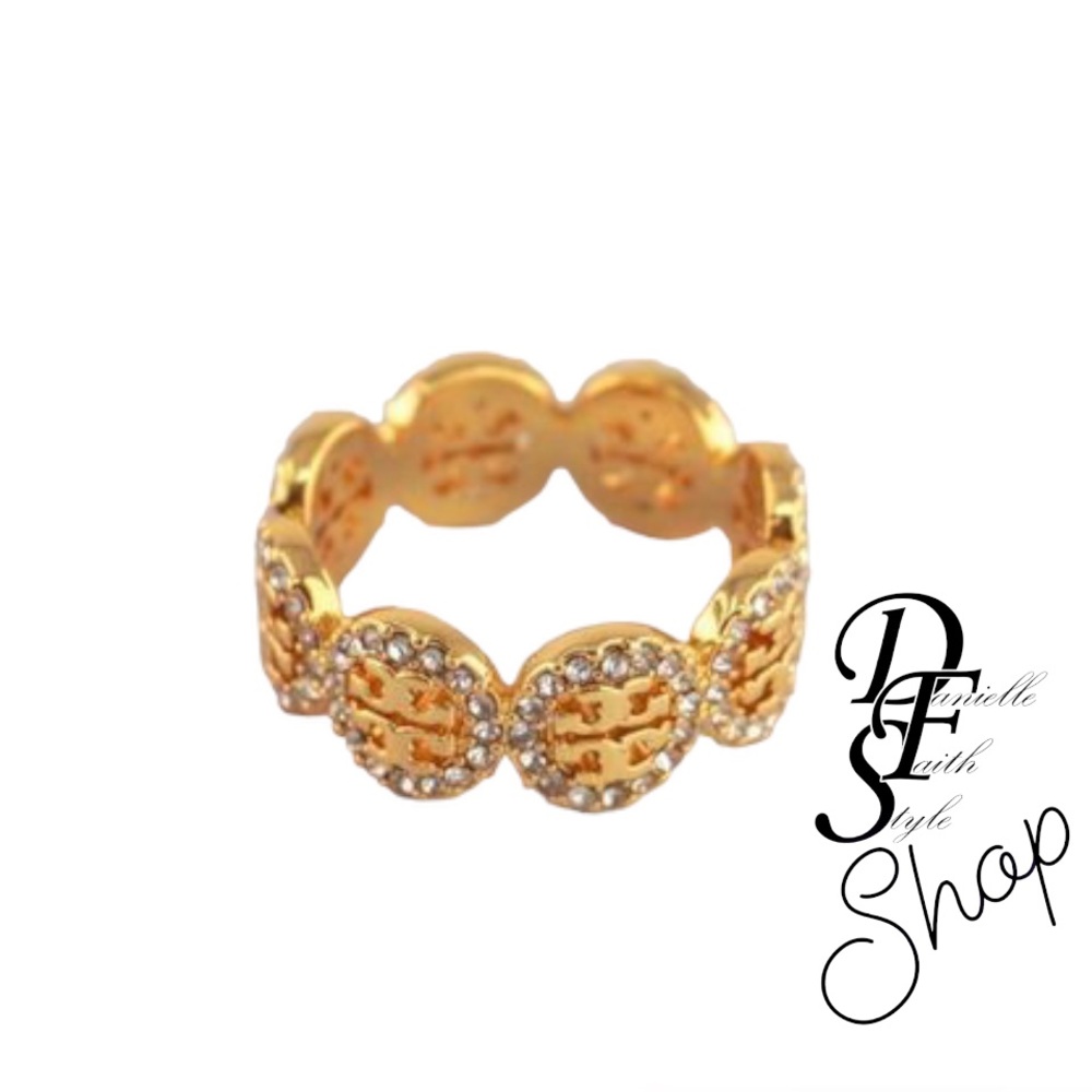Tory Burch Gold Miller Pave Ring/ Gold with Dustbag and Giftbox